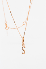 Collier Lettre Eternité or et diamants, anneau serti - Acmée Paris