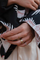 Bague anneaux Ménage à Trois or jaune, rose et blanc - Acmée Paris