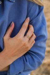 Bague anneaux Ménage à Trois or jaune, rose et blanc - Acmée Paris