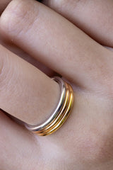 Bague anneaux Ménage à Trois or jaune, rose et blanc - Acmée Paris