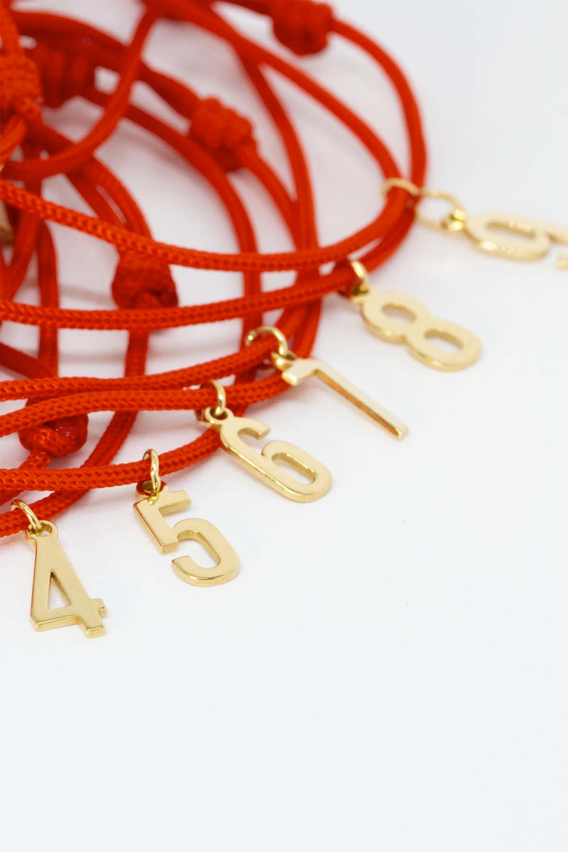 Bracelet fil rouge Chiffre or