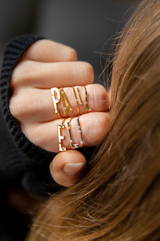 Bague Lettre U or rose et diamants Éternité Bébé