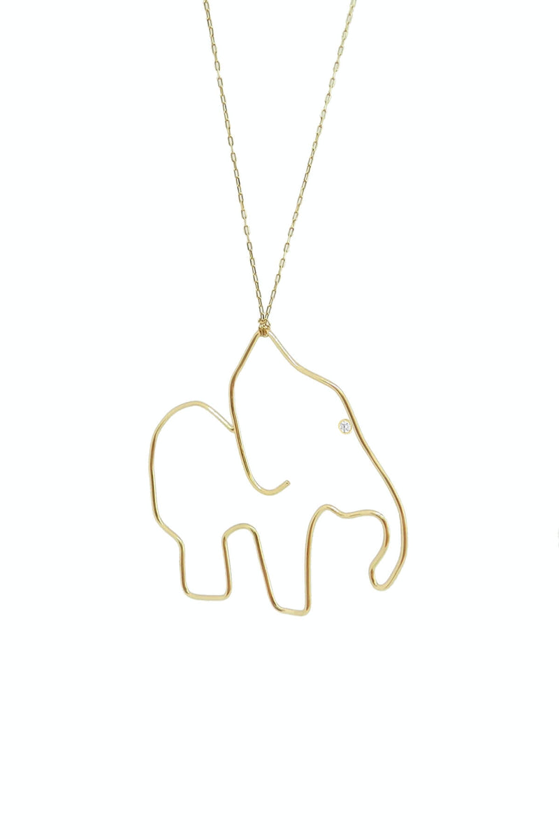 Collier Maman Éléphant en or 18kt et diamant