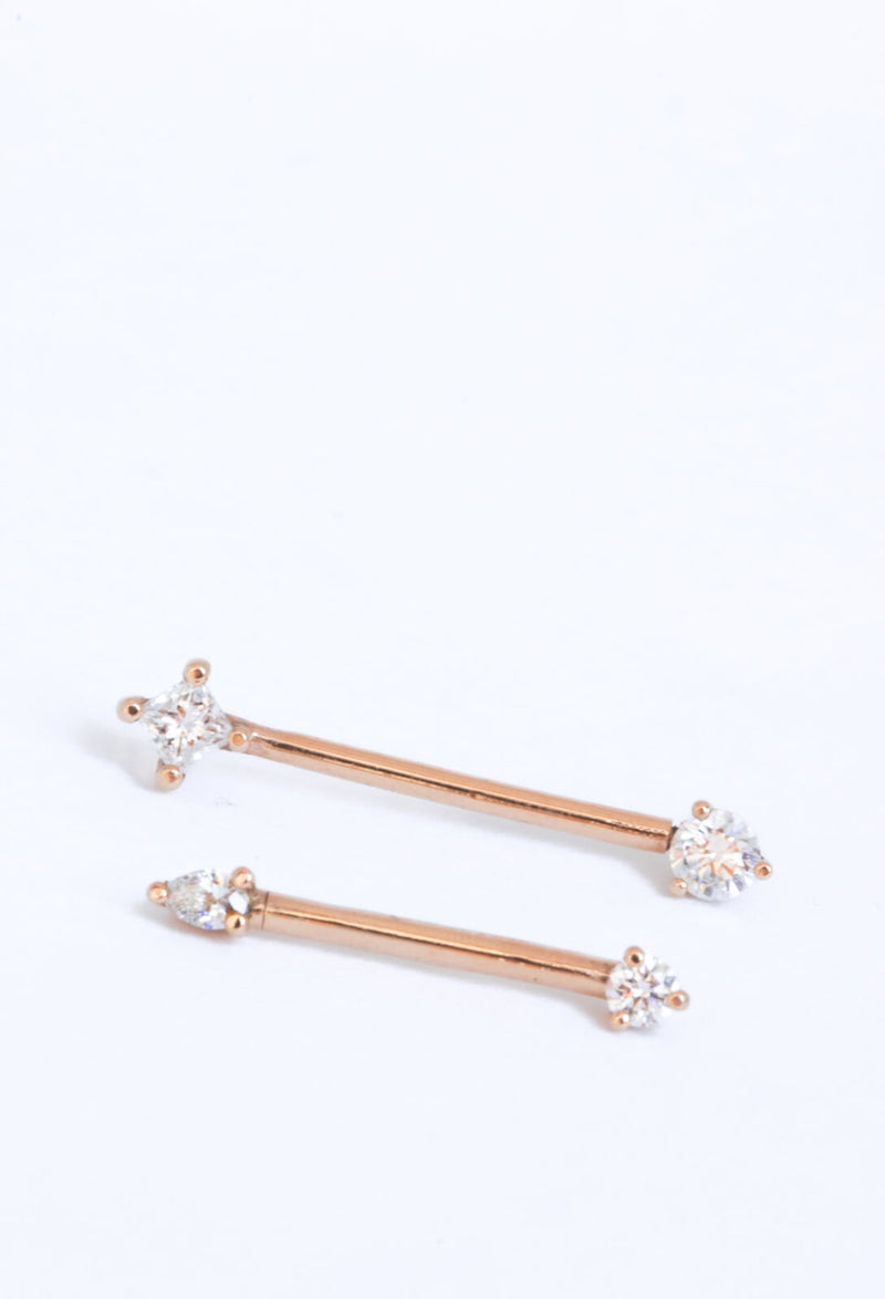 Piercing de téton avec Diamants L’Hardie Petit Modèle, 2 diamants de 2,4mm chacun